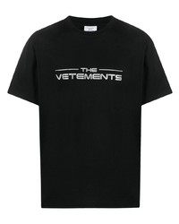 T-shirt à col rond imprimé noir et blanc Vetements