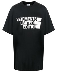 T-shirt à col rond imprimé noir et blanc Vetements