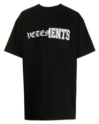 T-shirt à col rond imprimé noir et blanc Vetements