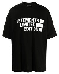 T-shirt à col rond imprimé noir et blanc Vetements