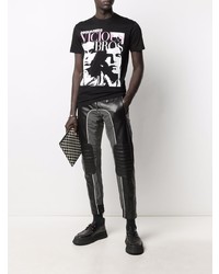 T-shirt à col rond imprimé noir et blanc DSQUARED2