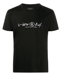 T-shirt à col rond imprimé noir et blanc Viktor & Rolf