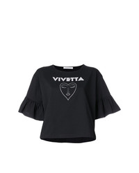 T-shirt à col rond imprimé noir et blanc Vivetta