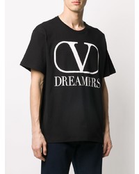 T-shirt à col rond imprimé noir et blanc Valentino