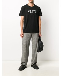 T-shirt à col rond imprimé noir et blanc Valentino