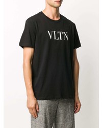 T-shirt à col rond imprimé noir et blanc Valentino