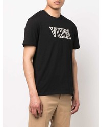 T-shirt à col rond imprimé noir et blanc Valentino