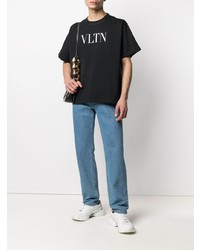 T-shirt à col rond imprimé noir et blanc Valentino