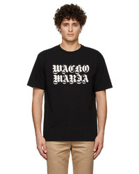 T-shirt à col rond imprimé noir et blanc Wacko Maria