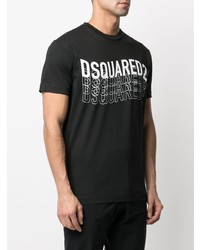 T-shirt à col rond imprimé noir et blanc DSQUARED2