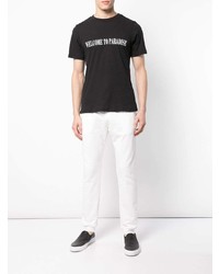 T-shirt à col rond imprimé noir et blanc Cynthia Rowley