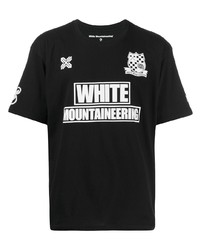 T-shirt à col rond imprimé noir et blanc White Mountaineering