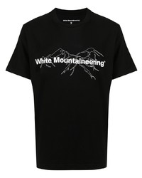 T-shirt à col rond imprimé noir et blanc White Mountaineering