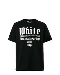 T-shirt à col rond imprimé noir et blanc White Mountaineering