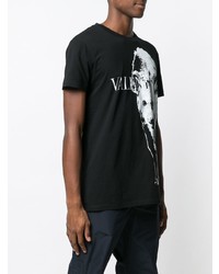 T-shirt à col rond imprimé noir et blanc Valentino