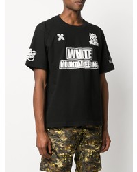 T-shirt à col rond imprimé noir et blanc White Mountaineering