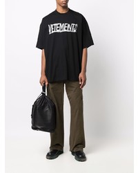 T-shirt à col rond imprimé noir et blanc Vetements