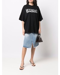 T-shirt à col rond imprimé noir et blanc Vetements