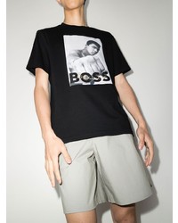 T-shirt à col rond imprimé noir et blanc BOSS