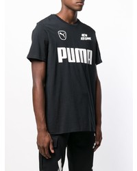 T-shirt à col rond imprimé noir et blanc Puma