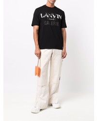 T-shirt à col rond imprimé noir et blanc Lanvin