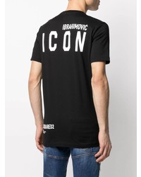 T-shirt à col rond imprimé noir et blanc DSQUARED2