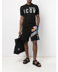 T-shirt à col rond imprimé noir et blanc DSQUARED2