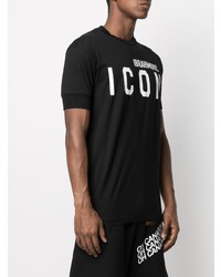 T-shirt à col rond imprimé noir et blanc DSQUARED2