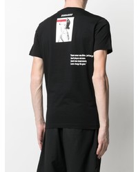 T-shirt à col rond imprimé noir et blanc DSQUARED2