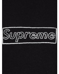 T-shirt à col rond imprimé noir et blanc Supreme