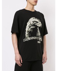 T-shirt à col rond imprimé noir et blanc Rhude