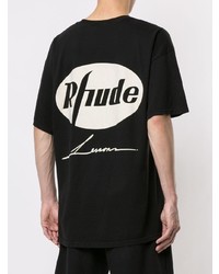 T-shirt à col rond imprimé noir et blanc Rhude