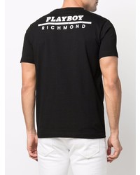 T-shirt à col rond imprimé noir et blanc John Richmond