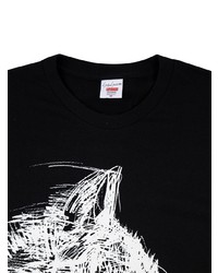 T-shirt à col rond imprimé noir et blanc Supreme