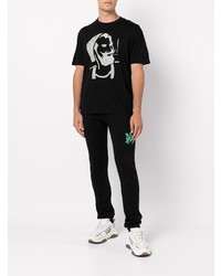 T-shirt à col rond imprimé noir et blanc Amiri