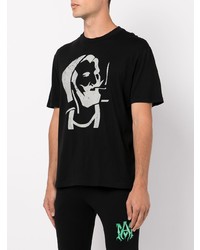 T-shirt à col rond imprimé noir et blanc Amiri