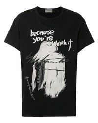 T-shirt à col rond imprimé noir et blanc Yohji Yamamoto