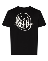 T-shirt à col rond imprimé noir et blanc Yohji Yamamoto