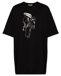 T-shirt à col rond imprimé noir et blanc Yohji Yamamoto
