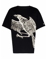 T-shirt à col rond imprimé noir et blanc Yohji Yamamoto