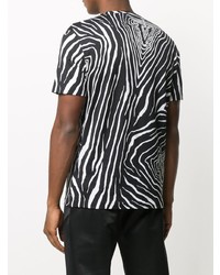 T-shirt à col rond imprimé noir et blanc Versace