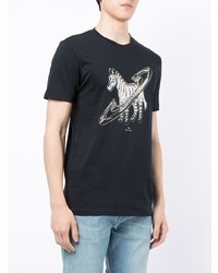 T-shirt à col rond imprimé noir et blanc PS Paul Smith