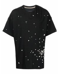 T-shirt à col rond imprimé noir et blanc Ziggy Chen