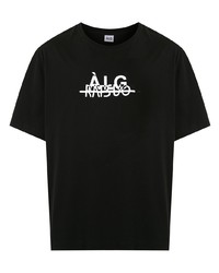 T-shirt à col rond imprimé noir et blanc Àlg