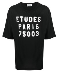 T-shirt à col rond imprimé noir et blanc Études