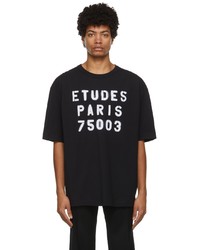 T-shirt à col rond imprimé noir et blanc Études