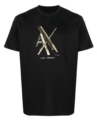 T-shirt à col rond imprimé noir et doré Armani Exchange