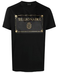 T-shirt à col rond imprimé noir et doré Billionaire