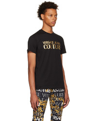 T-shirt à col rond imprimé noir et doré VERSACE JEANS COUTURE