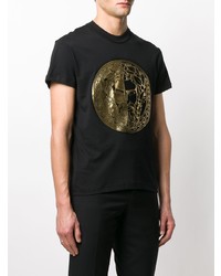 T-shirt à col rond imprimé noir et doré VERSACE JEANS COUTURE